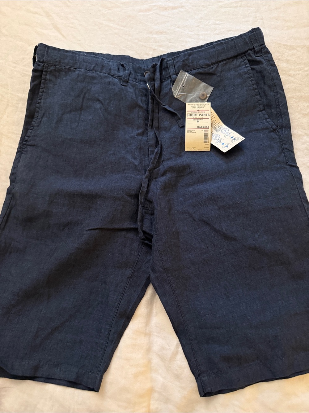 Muji NWT Navy French Linen Short Pants SIZE M